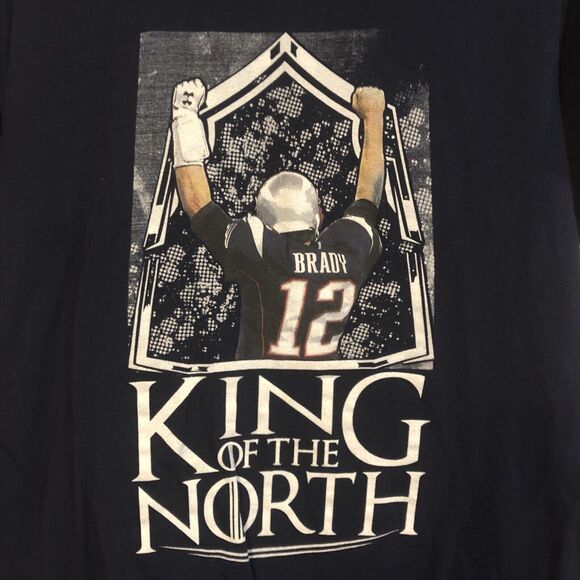Tom Brady King of the North New England Patriots Medium T-Shirt Blue Graphic Tee - Picture 2 of 5